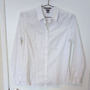 Eddie Bauer Tall White Polka Dot Shirt